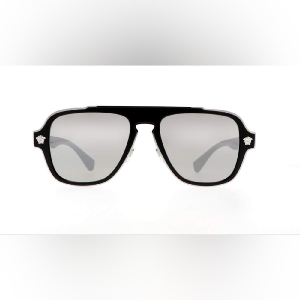 NEW VERSACE SUNGLASSES VE2199 1000/6G SHIELD VE2199 BLACK - Picture 2 of 7
